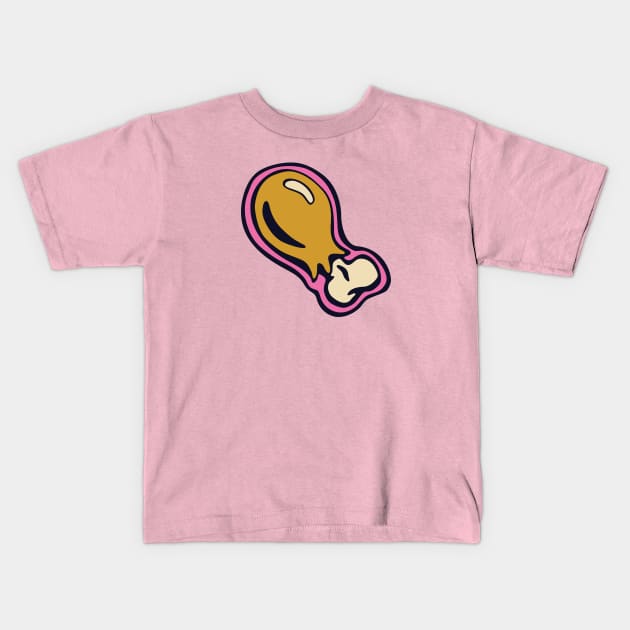 Fried Chicken Leg illustration Kids T-Shirt by Cofefe Studio